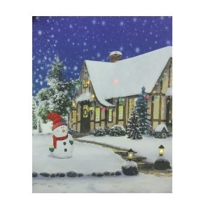 Led Lighted Christmas Snowman with Decorated Home Canvas Wall Art 19.75 x 23.5 - All
