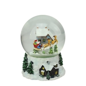 6.75 Musical and Animated Santa and Reindeer Rotating Christmas Water Globe - All