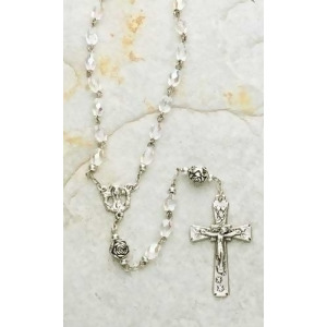 23 Florentine Clear Iridescent 8mm Glass Beaded Rosary with Keepsake Box - All