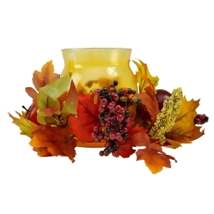 17 Autumn Harvest Apple and Berry Hurricane Glass Pillar Candle Holder - All
