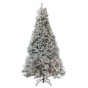 12' Pre-Lit Heavily Flocked Pine Medium Artificial Christmas Tree Clear Lights - All