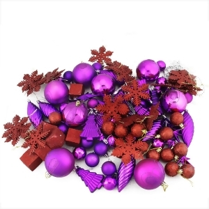 125-Piece Club Pack of Shatterproof Purple Passion Christmas Ornaments - All