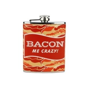 Bacon Me Crazy Stainless Steel Novelty Drinking Hip Flask 7 oz - All