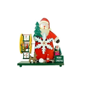 9.25 Wooden Santa Claus and Winter Wonderland Merry Christmas Musical Table Top Decoration - All