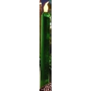 Set of 2 Merry Little Christmas Led Lighted Green Glass Taper Candles - All