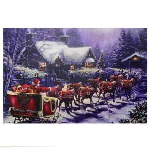 Led Lighted Santa and Reindeer Making Deliveries Christmas Canvas Wall Art 15.75 x 23.5 - All