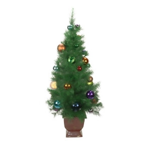 4' Potted Pre-Decorated Multi-Color Ball Ornament Artificial Christmas Tree Unlit - All