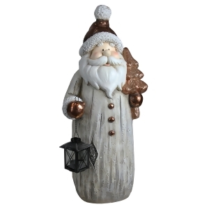 23.75 Weathered Santa with Tea Light Candle Lantern and Tree Christmas Figure - All
