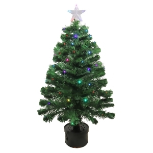 3' Pre-Lit Led Color Changing Fiber Optic Christmas Tree with Star Tree Topper - All