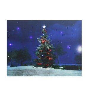 Led Lighted Decorated Christmas Tree at Night with Stars Canvas Wall Art 15.75 x 19.5 - All