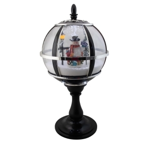 23.5 Black Lighted Musical Snowing Snowman Christmas Table Top Street Lamp - All