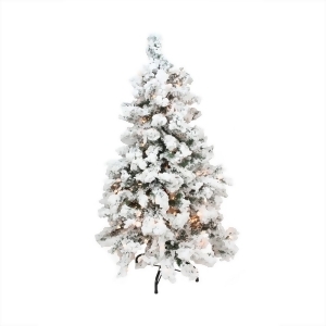 9' Pre-Lit Heavily Flocked Pine Medium Artificial Christmas Tree Clear Lights - All
