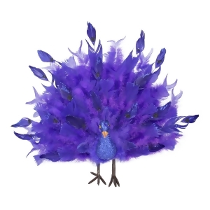 17 Colorful Purple and Blue Regal Peacock Bird with Open Tail Feathers Christmas Decoration - All