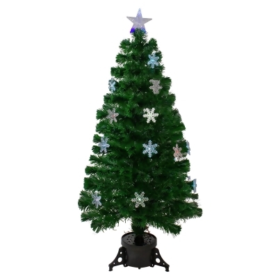 4' Pre-Lit Color Changing Fiber Optic Artificial Christmas Tree with  Snowflakes