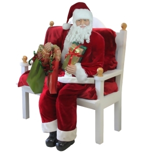 Huge 6 Foot Life-Size Decorative Plush Christmas Santa Claus Figure with Presents Sitting or Standing - All