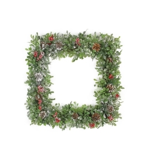 18 Square Boxwood and Berries Pine Cone Artificial Christmas Wreath Unlit - All