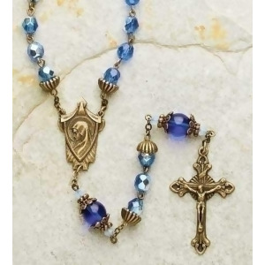 23 Baroque Sapphire Blue 7mm Glass Beaded Rosary with Keepsake Box - All
