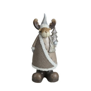 15.75 Textured Eco-Friendly Reindeer with Silver Christmas Tree Tabletop Figure - All