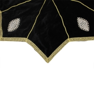 54 Elegant Gold Trimmed Black Velveteen Jeweled Christmas Tree Skirt - All