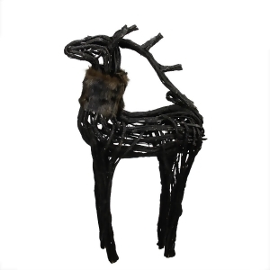 3' Commercial Glittery Dark Brown and Black Wicker Standing Reindeer Christmas Figure - All