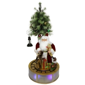 4' Animated and Musical Lighted Led Santa Claus with Tree and Rotating Train Christmas Decor - All
