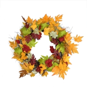 22 Autumn Harvest Maple Leaf Artificial Thanksgiving Floral Wreath Unlit - All