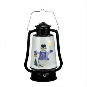 13.5 Black Lighted Musical Snowman Snowing Christmas Table Top Lantern - All