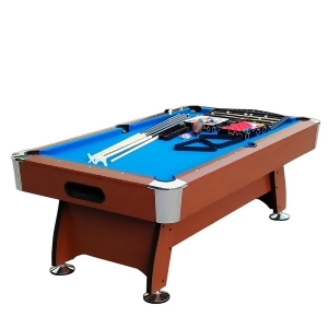 8' x 4.25' Brown and Blue Deluxe Billiard Pool and Snooker Game Table - All