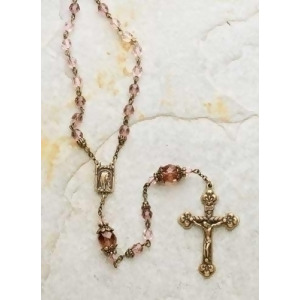 23 Victorian Rose Pink Glass Beaded Rosary with Keepsake Box - All