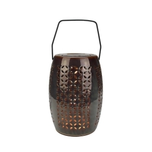 10.25 Decorative Chestnut Brown Bellaroma Crescent Cut-Out Ceramic Candle Warmer Lantern - All
