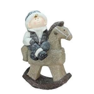 18 Sparkly Little Boy on Rocking Horse Decorative Christmas Tabletop Figure - All