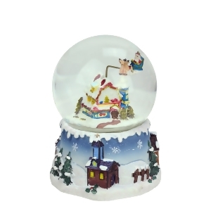 5.5 Santa Claus on Sleigh and Snowy Village Rotating Musical Christmas Water Globe Dome - All