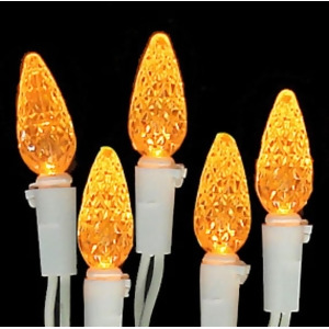 Set of 70 Led Yellow C6 Christmas Lights White Wire - All