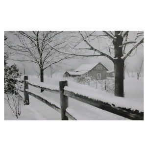 Fiber Optic Lighted Snowfall Country Rustic Farmhouse Christmas Canvas Wall Art 11.75 x 15.75 - All