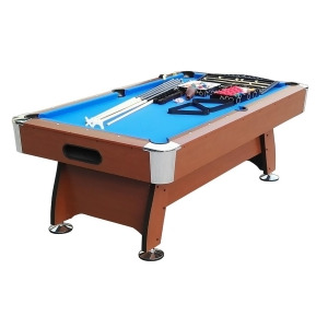 7' x 3.98' Brown and Blue Deluxe Billiard Pool and Snooker Game Table - All