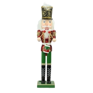24 Decorative Red Green and Gold Wooden Christmas Nutcracker Drummer - All