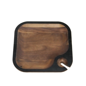 6.5 Handcrafted Wud Walnut Wood Hors d'Oeuvres and Wine Party Tray with Black Trim - All
