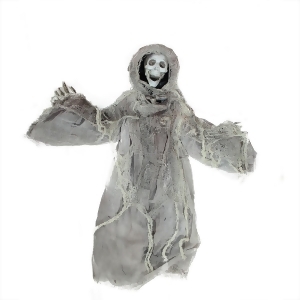 36 Touch Activated Lighted Gray Death Reaper Hanging Halloween Decoration with Sound - All