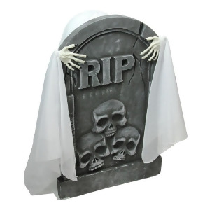 20.75 Lighted Rising Ghost Behind a Tombstone Animated Halloween Decoration with Sound - All