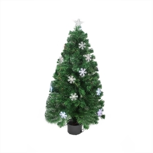 3' Pre-Lit Color Changing Fiber Optic Christmas Tree with Snowflakes - All