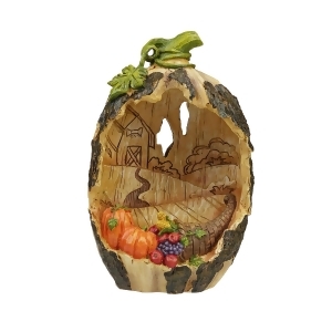 9 Carved Pumpkin Country Scene with Cornucopia Thanksgiving Tabletop Decoration - All