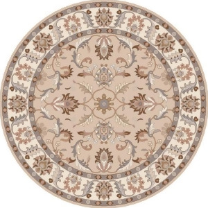 6' Publius Tan Lavender Gray and White Hand Tufted Round Wool Area Throw Rug - All
