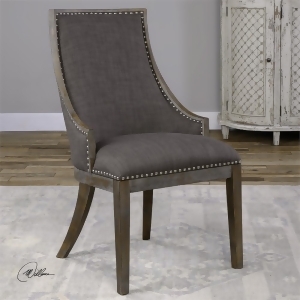 39 Aidrian Charcoal Gray Curved Back Birchwood Frame Accent Chair - All