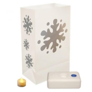 12 Battery Operated Led Flameless Tea Candles Snowflake Christmas Luminaria Kit - All