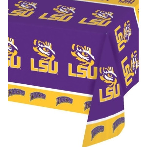 Club Pack of 12 Purple and Yellow Lsu Tigers Ncaa University Disposable Plastic Banquet Party Table Covers 108 - All