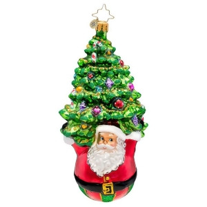 Christopher Radko Glass Joyful Lift Santa and Tree Christmas Ornament #1017104 - All