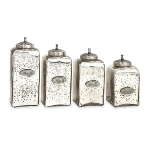 Set of 4 Vintage Style Numbered Mercury Glass Canisters with Iron Lids - All