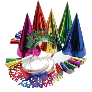 Pack of 10 Foil Happy New Years Decorative Party Favor Hat Kits - All