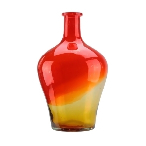 15.5 Flame Orange and Amber Yellow Ombre Hand Blown Bubble Glass Vase - All