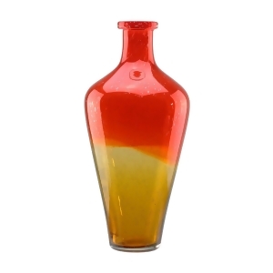 15 Flame Orange and Amber Yellow Ombre Hand Blown Bubble Glass Vase - All
